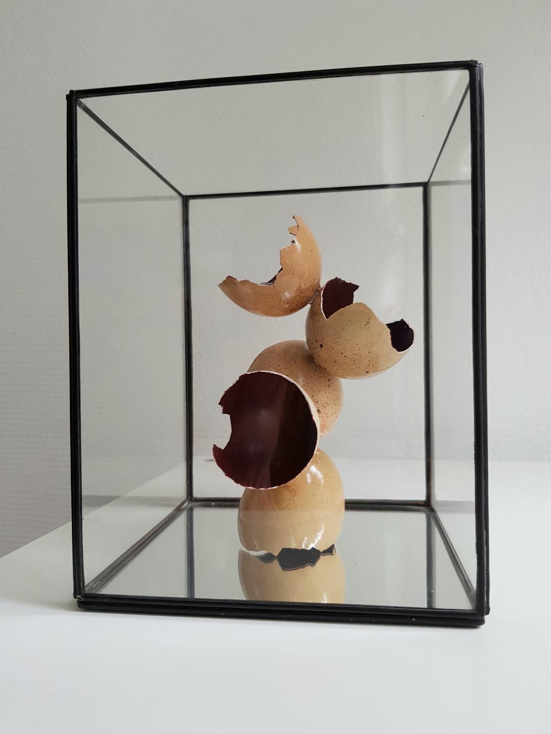 Marije van Rijswijk Ei sculptuur incl. vitrine VERKOCHT